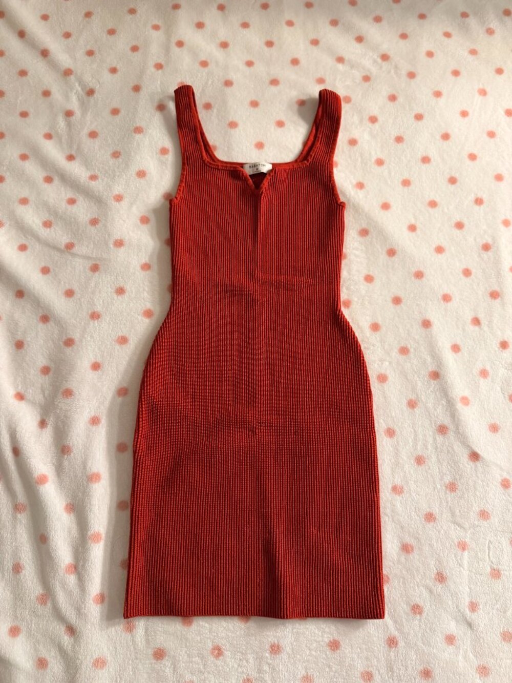 Aritzia Babaton Sculpt Knit Notch Dress, Red/Orange - Size XS